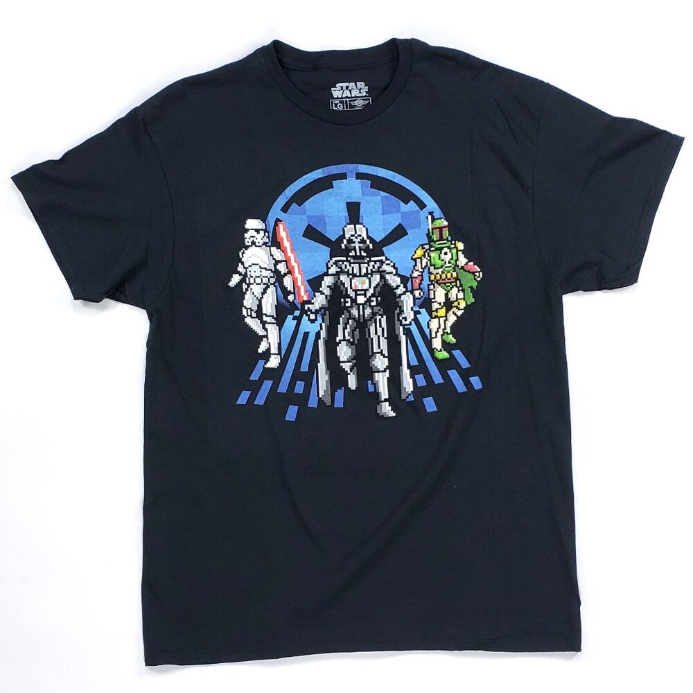 Star Wars Pixel Darth Vader Boba Fett Stormtrooper Men’s T-Shirt Large